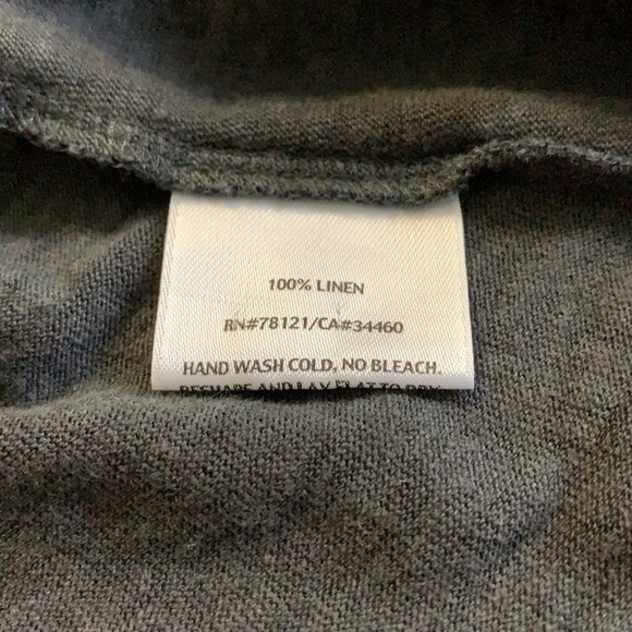 Eileen Fisher 100% Linen Graphite Raw Hem 3/4 Sleeve Open Cardigan Size XL - Picture 5 of 5